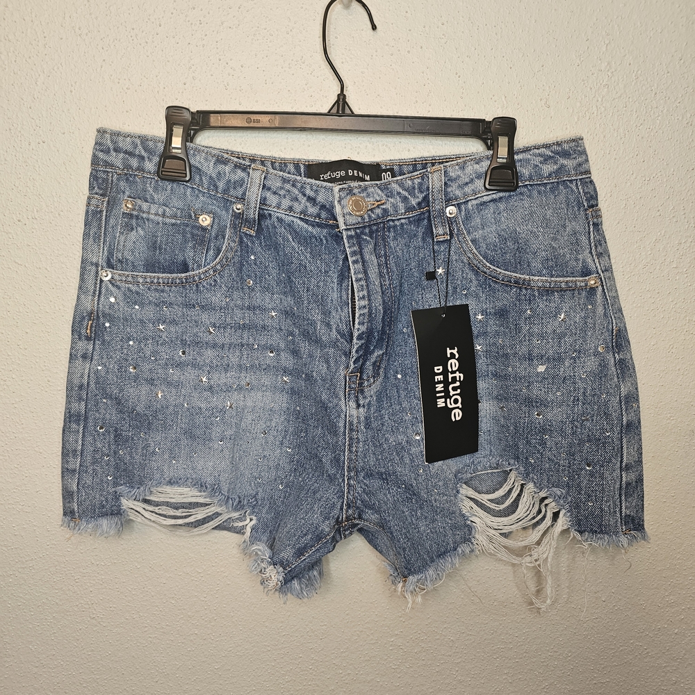Gem Distressed Ripped Jean Shorts Women's Sz 9